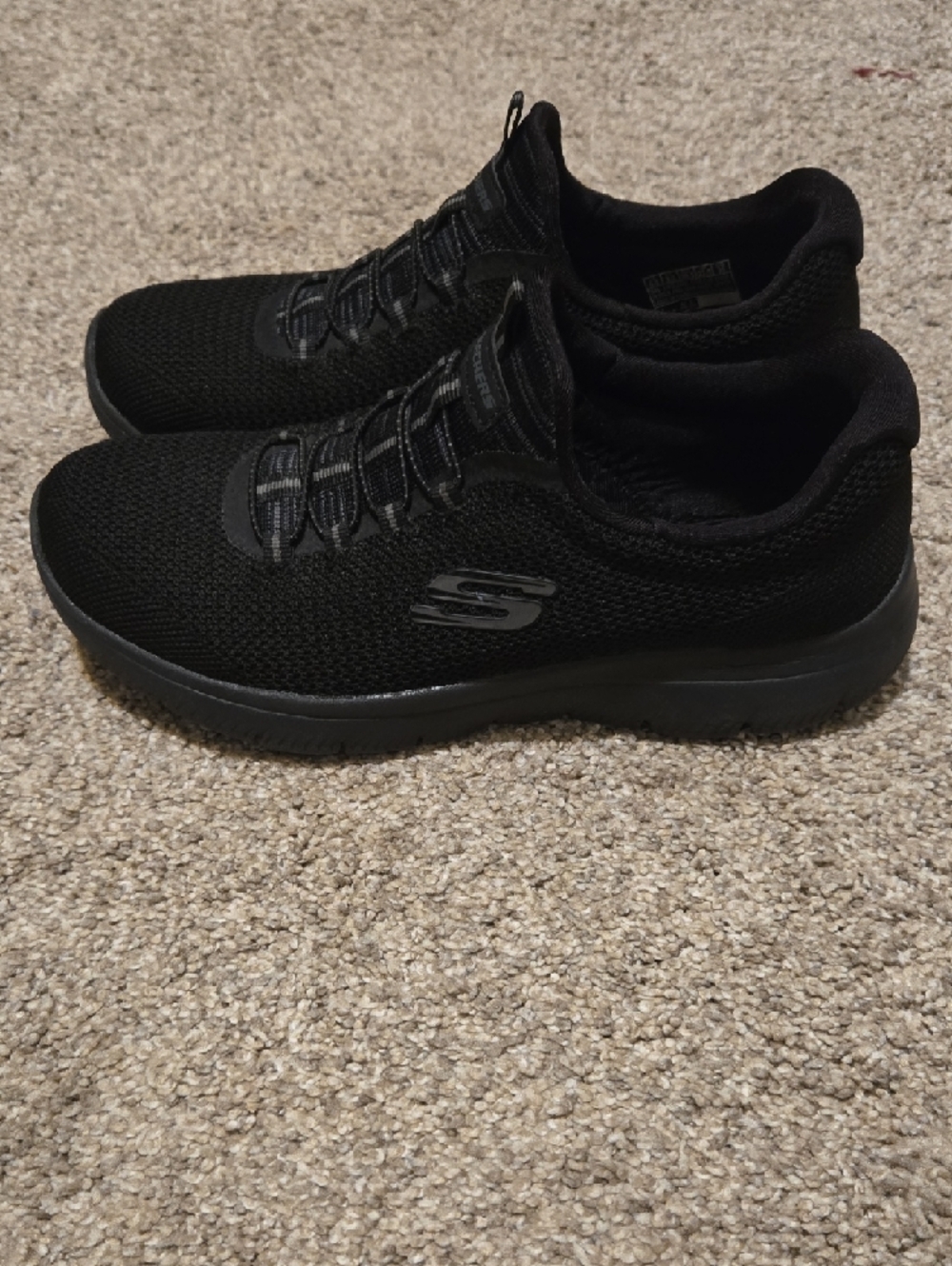 Skechers Black Knit Slip-On Athletic Sneakers with Gray Accent - Picture 3 of 4